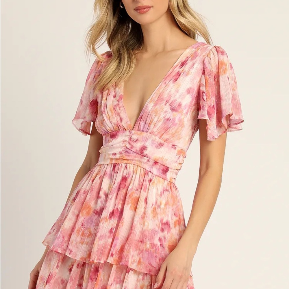 Lulu's Pink and Orange Mini Dress